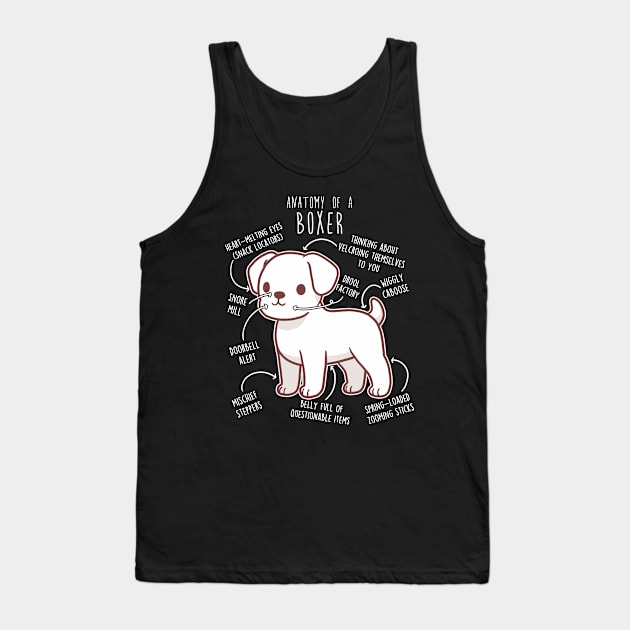 Boxer Dog White Anatomy Tank Top by Psitta